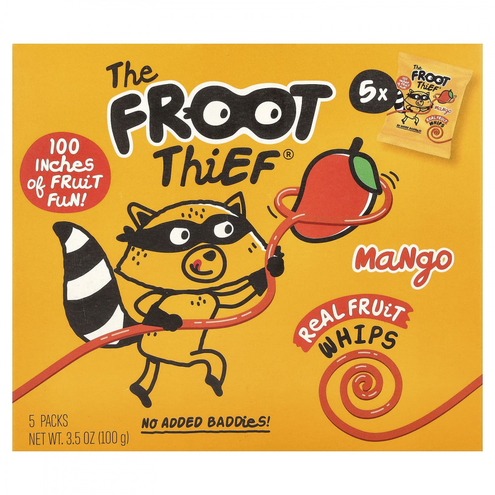 The Froot Thief, Real Fruit Whips, манго, 5 пакетиков по 20 г (0,7 унции) в Москве - eco-herb.ru | изображение The Froot Thief, Real Fruit Whips, манго, 5 пакетиков по 20 г (0,7 унции) в Москве - eco-herb.ru | фото