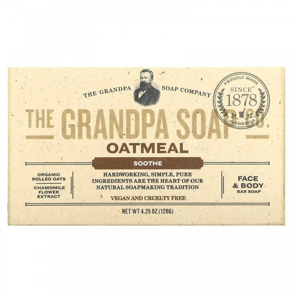 The Grandpa Soap Co., Кусковое мыло для лица и для тела, успокаивающее, овсяное, 4,25 унции (120 г) в Москве - eco-herb.ru | фото