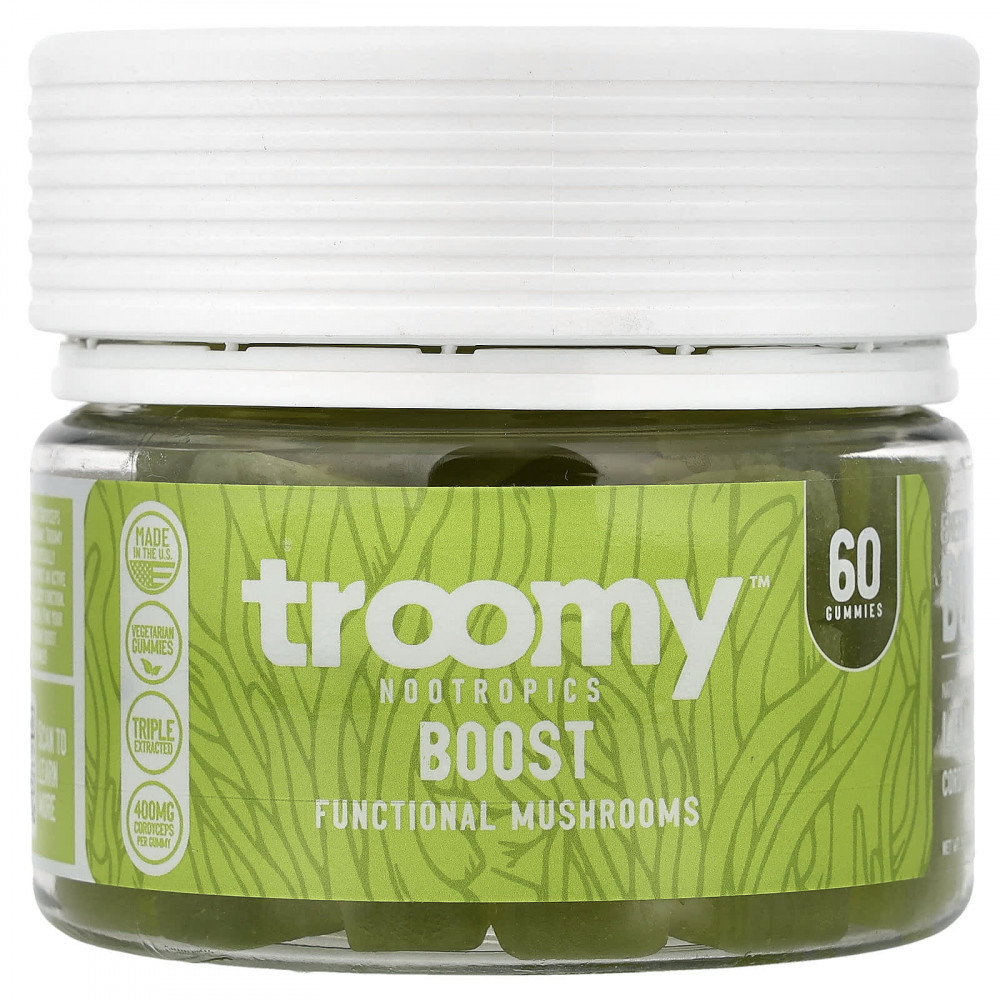 Troomy Nootropics, Boost, Functional Mushrooms Gummies, Lemon Lime, 60 Gummies, 9.52 oz (270 g) в Москве - eco-herb.ru | изображение Troomy Nootropics, Boost, Functional Mushrooms Gummies, Lemon Lime, 60 Gummies, 9.52 oz (270 g) в Москве - eco-herb.ru | фото
