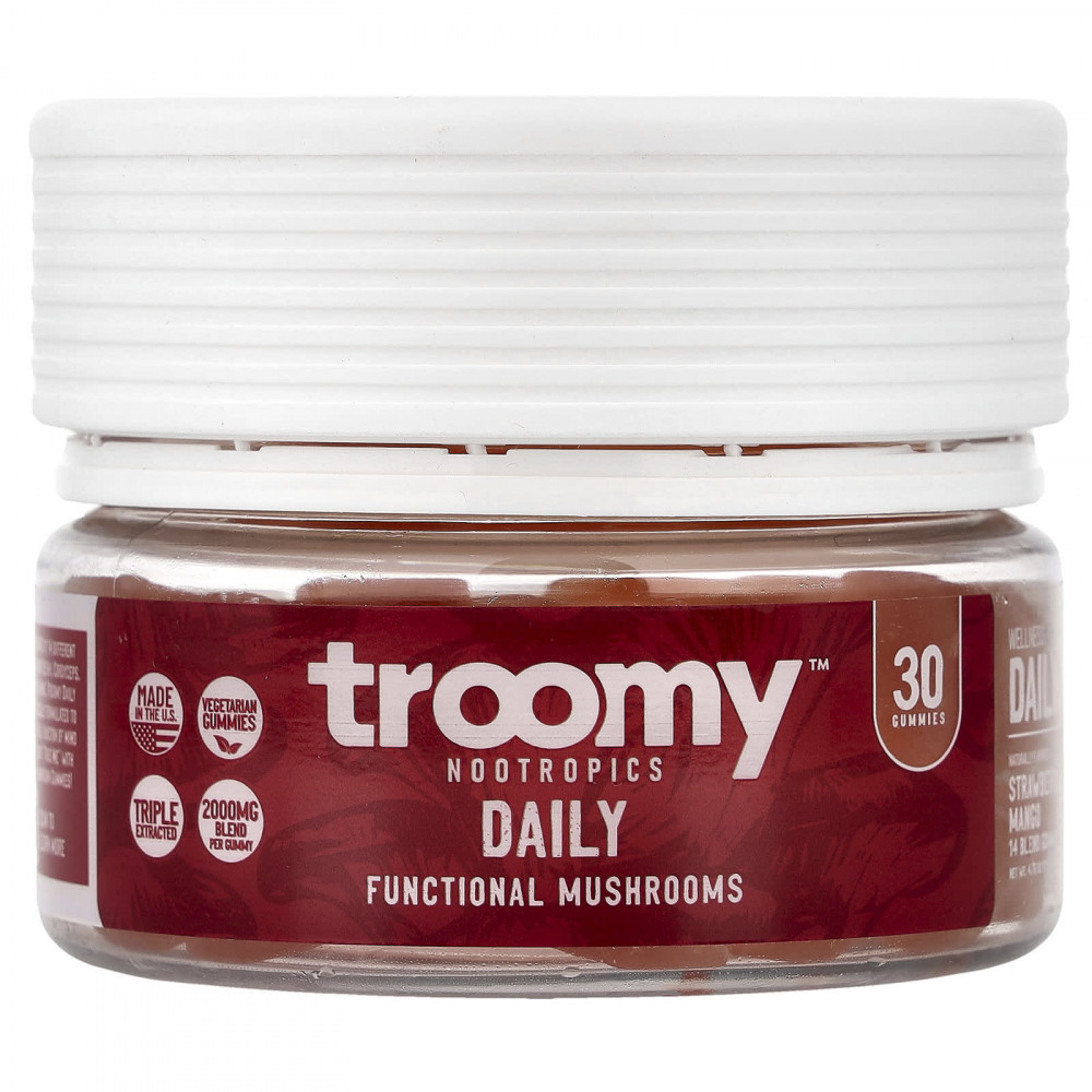 Troomy Nootropics, Daily, Functional Mushrooms Gummies, Strawberry Mango, 30 Gummies, 4.76 oz (135 g) в Москве - eco-herb.ru | изображение Troomy Nootropics, Daily, Functional Mushrooms Gummies, Strawberry Mango, 30 Gummies, 4.76 oz (135 g) в Москве - eco-herb.ru | фото