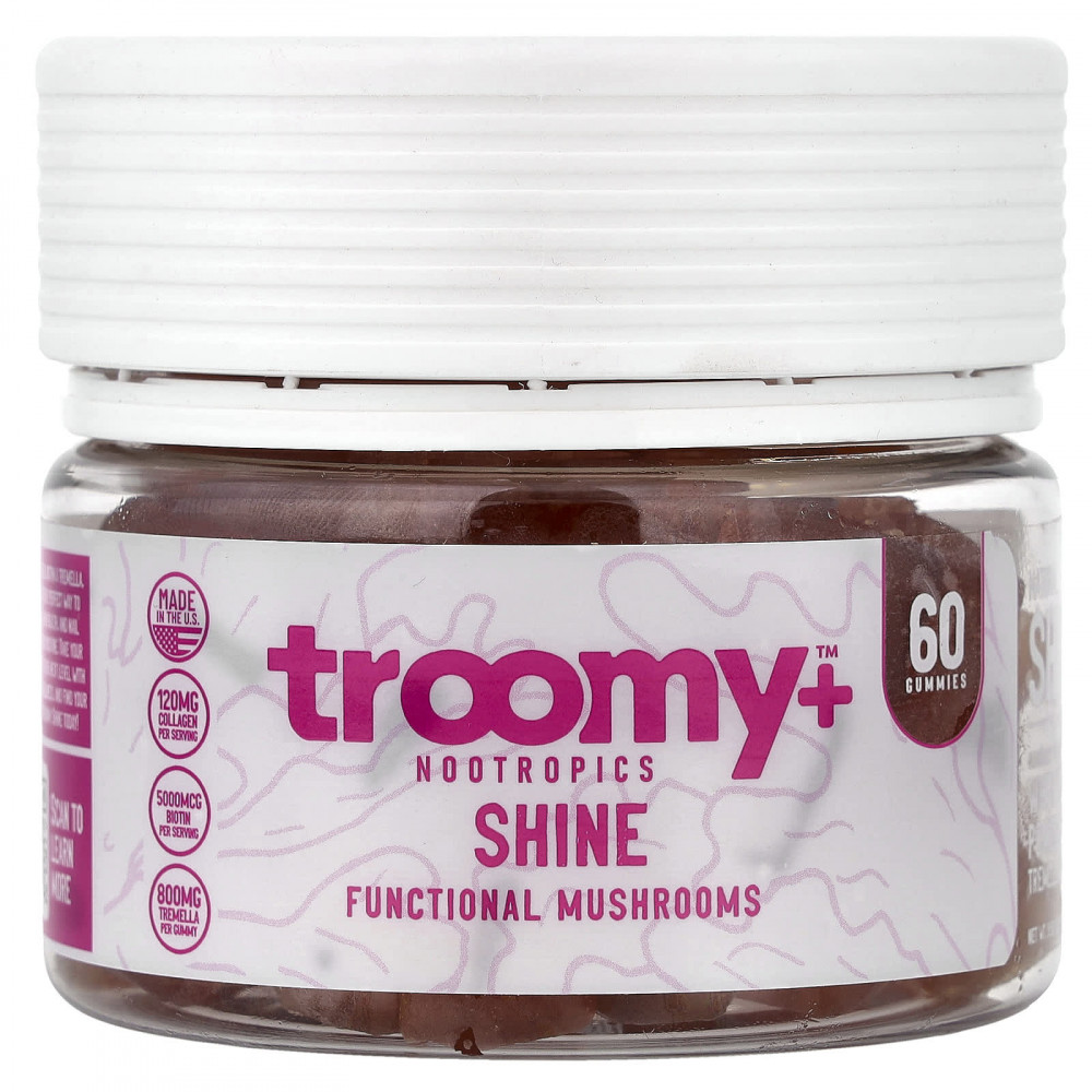Troomy Nootropics, Shine, Functional Mushrooms Gummies, White Peach Pomegranate, 60 Gummies, 9.52 oz (270 g) в Москве - eco-herb.ru | изображение Troomy Nootropics, Shine, Functional Mushrooms Gummies, White Peach Pomegranate, 60 Gummies, 9.52 oz (270 g) в Москве - eco-herb.ru | фото