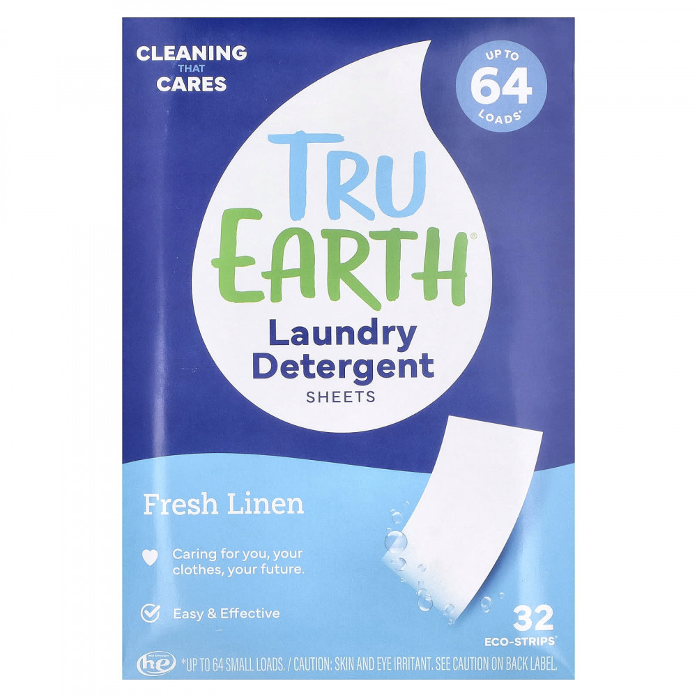 Tru Earth, салфетки для стирки, свежесть льна, 32 шт. Eco-Strips® в Москве - eco-herb.ru | изображение Tru Earth, салфетки для стирки, свежесть льна, 32 шт. Eco-Strips® в Москве - eco-herb.ru | фото