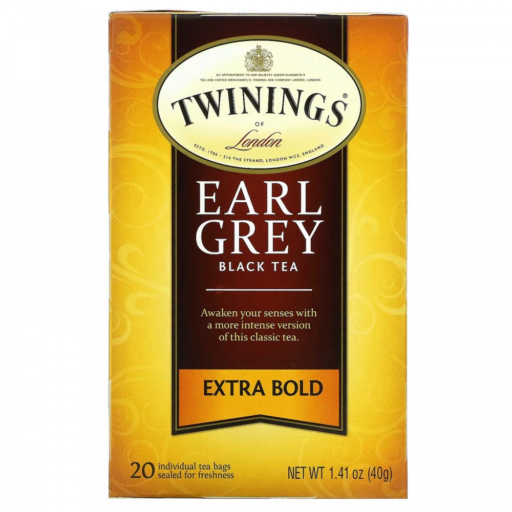 Twinings, Black Tea, Earl Grey, Extra Bold, 20 чайных пакетиков, 40 г (1,41 унции) в Москве - eco-herb.ru | фото