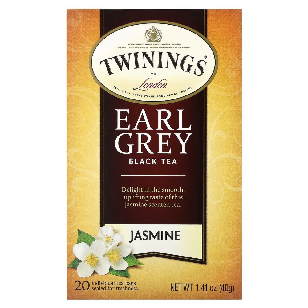 Twinings, Black Tea, Earl Grey, Jasmine, 20 Individual Tea Bags, 1.41 oz (40 g) в Москве - eco-herb.ru | фото