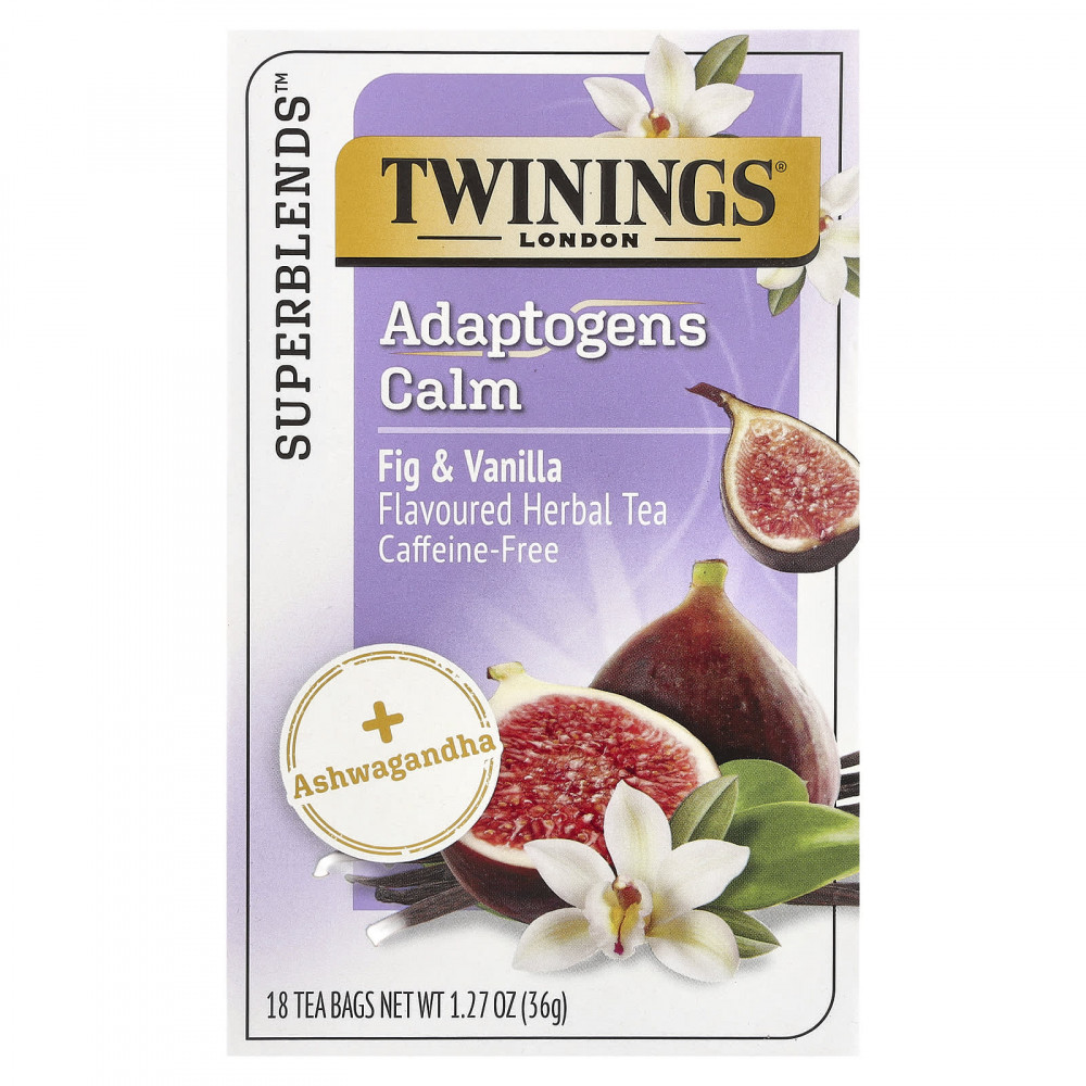 Twinings, Superblends ™, травяной чай с адаптогенами, инжир и ваниль, без кофеина, 18 чайных пакетиков, 36 г (1,27 унции) в Москве - eco-herb.ru | изображение Twinings, Superblends ™, травяной чай с адаптогенами, инжир и ваниль, без кофеина, 18 чайных пакетиков, 36 г (1,27 унции) в Москве - eco-herb.ru | фото