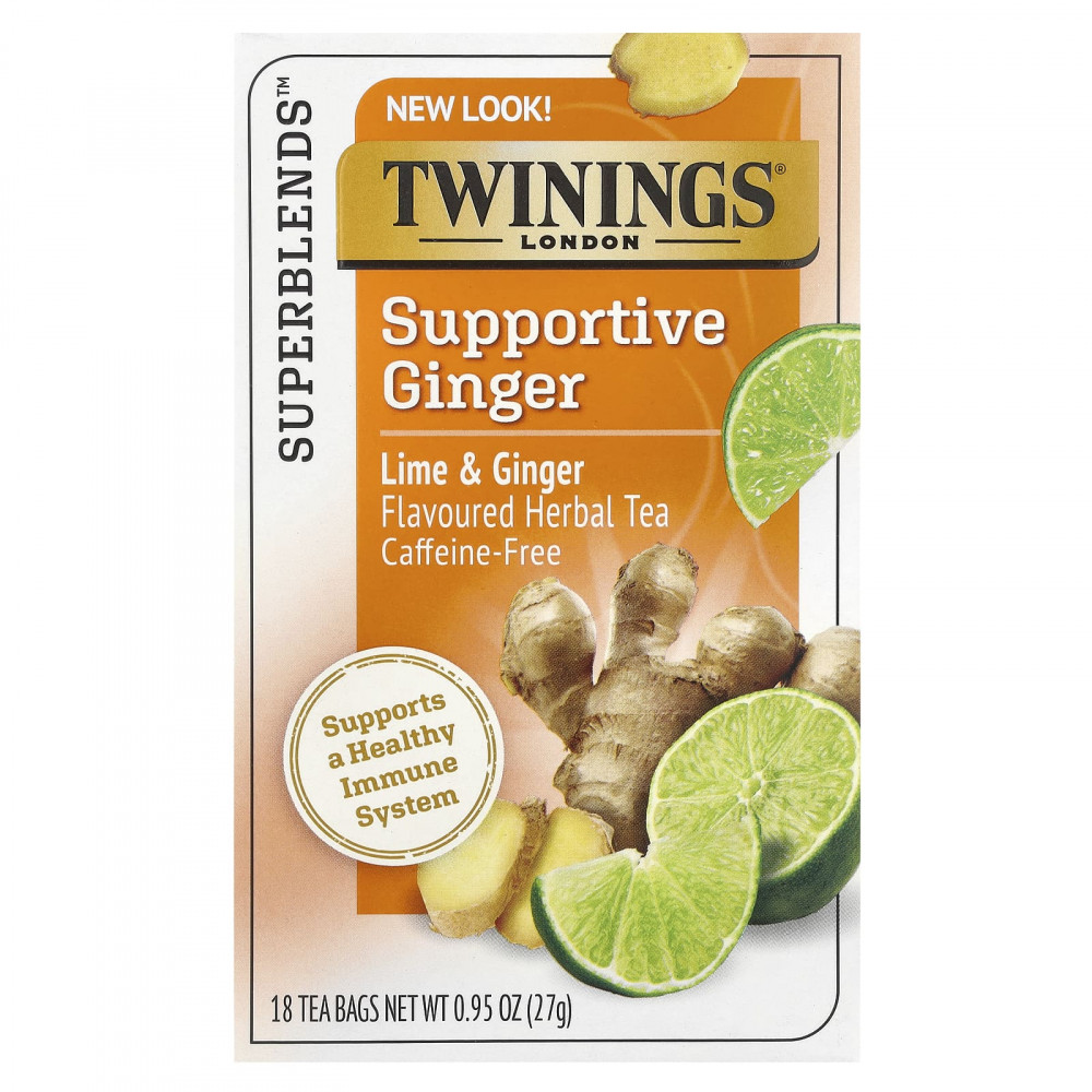 Twinings, Support, травяной чай из белого гибискуса, лайм и имбирь, без кофеина, 18 чайных пакетиков, 27 г (0,95 унции) (Товар снят с продажи) в Москве - eco-herb.ru | изображение Twinings, Support, травяной чай из белого гибискуса, лайм и имбирь, без кофеина, 18 чайных пакетиков, 27 г (0,95 унции) (Товар снят с продажи) в Москве - eco-herb.ru | фото