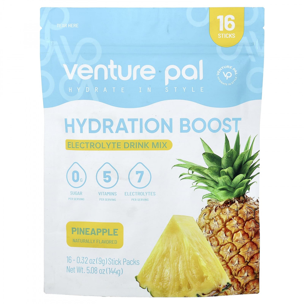Venture Pal, Hydration Boost, смесь для приготовления электролитического напитка, со вкусом ананаса, 16 пакетиков по 9 г (0,32 унции) в Москве - eco-herb.ru | изображение Venture Pal, Hydration Boost, смесь для приготовления электролитического напитка, со вкусом ананаса, 16 пакетиков по 9 г (0,32 унции) в Москве - eco-herb.ru | фото