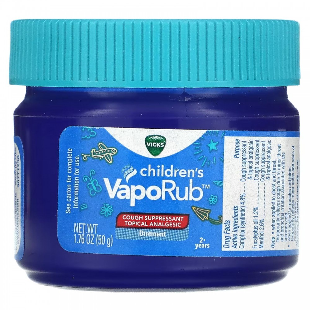 Vicks, VapoRub для детей, мазь, от кашля, для детей от 2 лет, 50 г (1,76  унции) купить в Москве