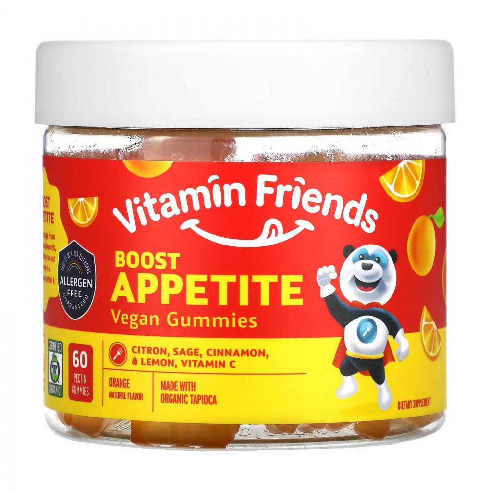 Vitamin Friends, Веганские жевательные конфеты для повышения аппетита,  апельсин, 60 жевательных конфет с пектином купить в Москве