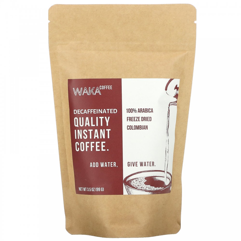 Waka Coffee, Растворимый кофе из 100% арабики, колумбийский, средней  обжарки, без кофеина, 99 г (3,5 унции) купить в Москве