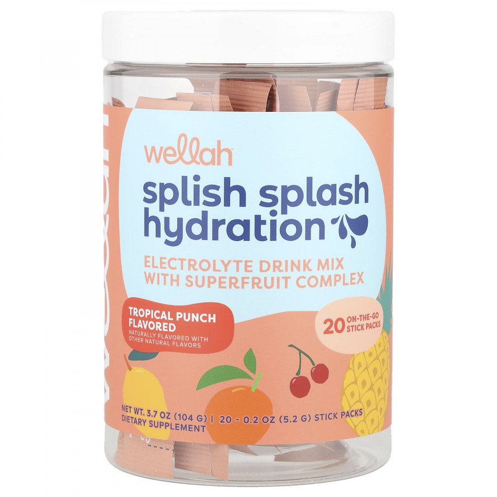 Wellah, Splish Splash Hydration, тропический пунш, 20 пакетиков по 5,2 г (0,2 унции) в Москве - eco-herb.ru | изображение Wellah, Splish Splash Hydration, тропический пунш, 20 пакетиков по 5,2 г (0,2 унции) в Москве - eco-herb.ru | фото