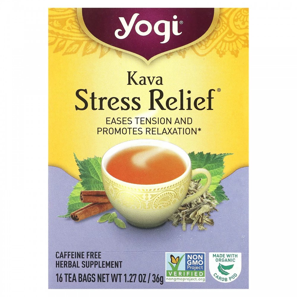 Yogi Tea, Kava Stress Relief, Caffeine Free, 16 Tea Bags, 1.27 oz (36 g) в Москве - eco-herb.ru | фото