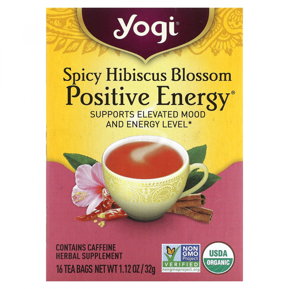 Yogi Tea, Spicy Hibiscus Positive Energy, 16 чайных пакетиков, 32 г (1,12 унции) (Товар снят с продажи) в Москве - eco-herb.ru | изображение Yogi Tea, Spicy Hibiscus Positive Energy, 16 чайных пакетиков, 32 г (1,12 унции) (Товар снят с продажи) в Москве - eco-herb.ru | фото