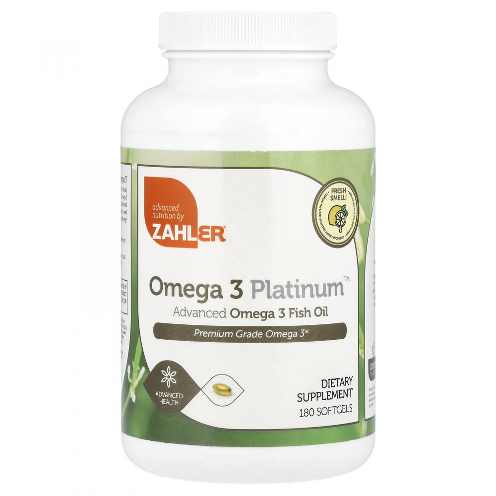 Zahler, Omega 3 Platinum™, улучшенный рыбий жир с омега-3, 180 капсул (1000 мг в 1 капсуле) в Москве - eco-herb.ru | изображение Zahler, Omega 3 Platinum™, улучшенный рыбий жир с омега-3, 180 капсул (1000 мг в 1 капсуле) в Москве - eco-herb.ru | фото
