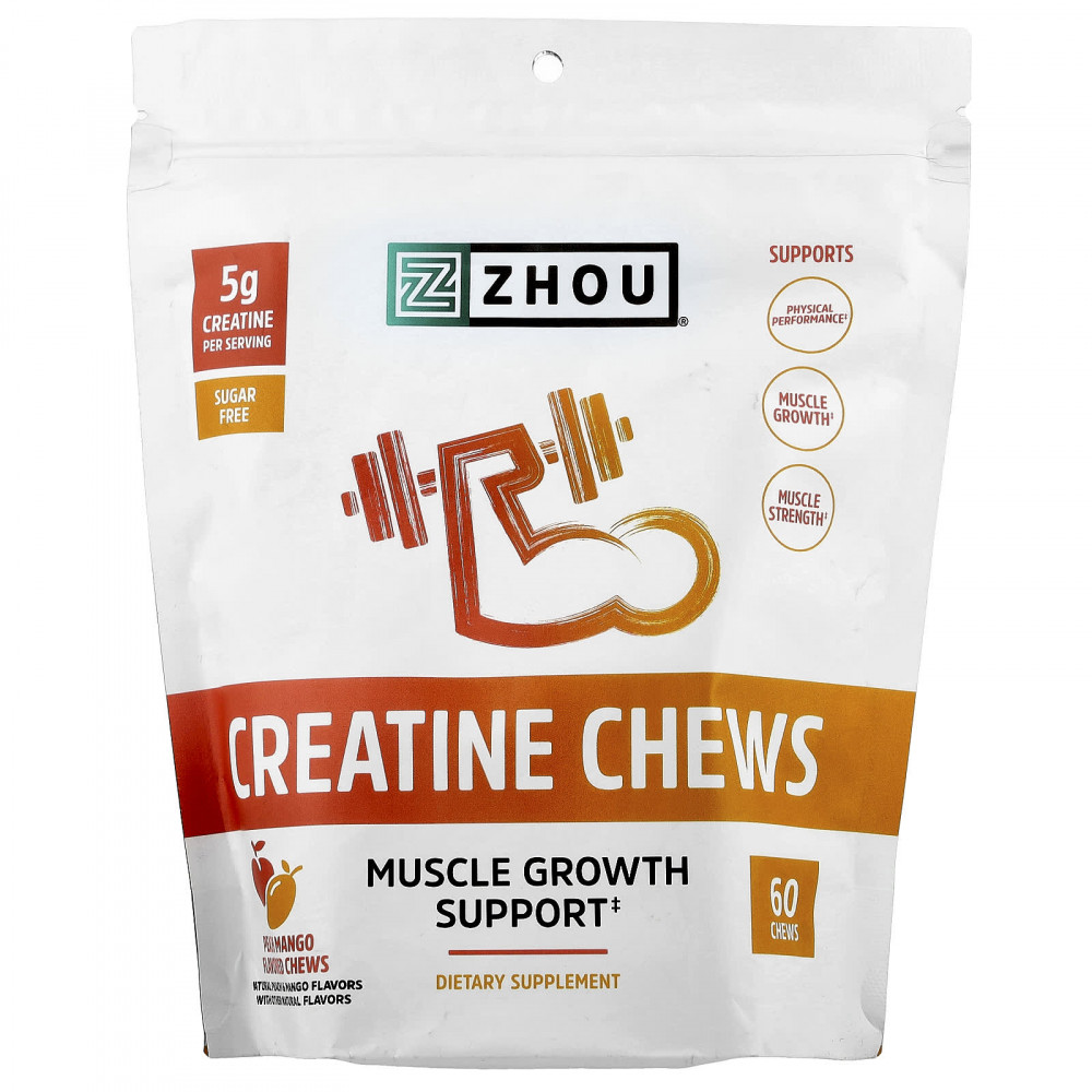 Zhou Nutrition, Creatine Chews, персик и манго, 60 жевательных таблеток в Москве - eco-herb.ru | изображение Zhou Nutrition, Creatine Chews, персик и манго, 60 жевательных таблеток в Москве - eco-herb.ru | фото